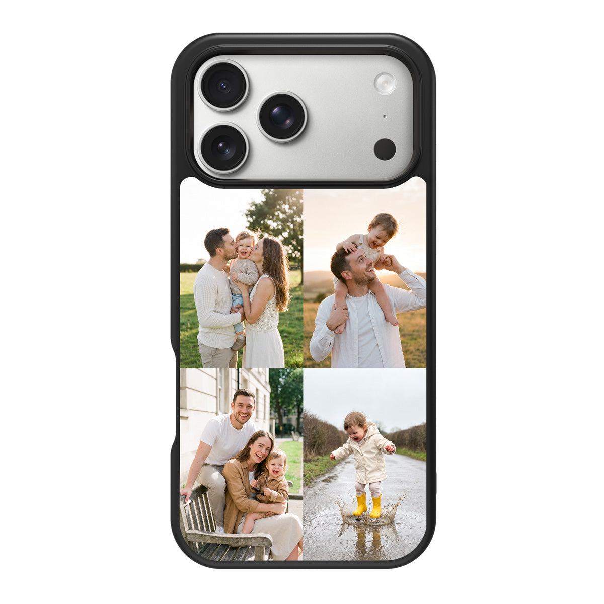 Personalised iPhone 17 Pro case – family 4-photo collage design
