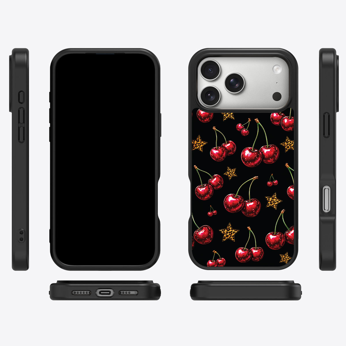 Rebel Cherry iPhone 17 Pro case cover – multi-angle view