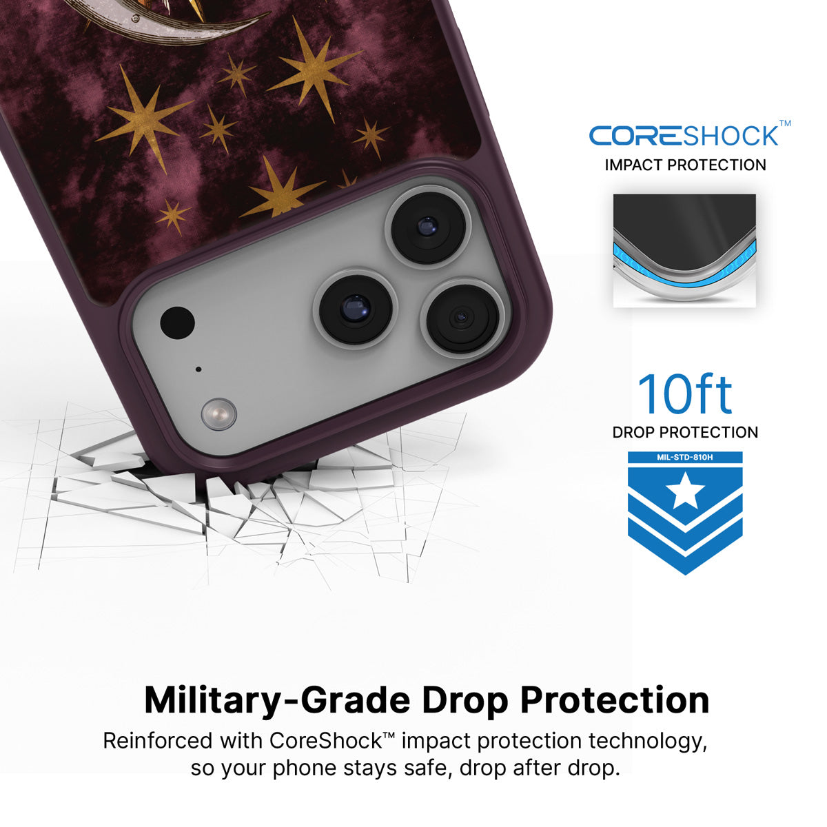 Sun and Moon iPhone 17 Pro case with drop protection