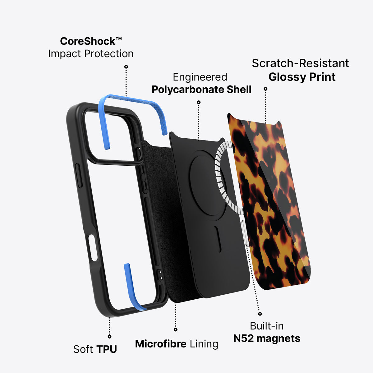 Animal Print Designer iPhone 17 Pro Case – Tortoise Shell | MagSafe