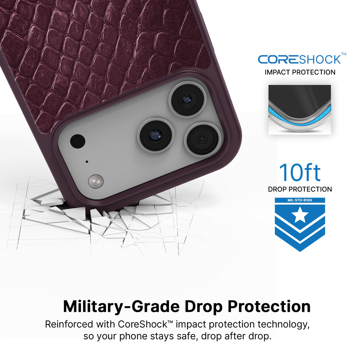 Wine Python iPhone 17 Pro case with drop protection