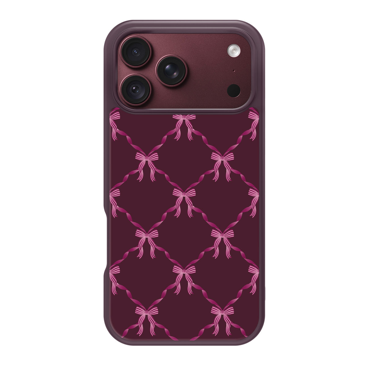Bordeaux Bow design back view – iPhone 17 Pro Max case