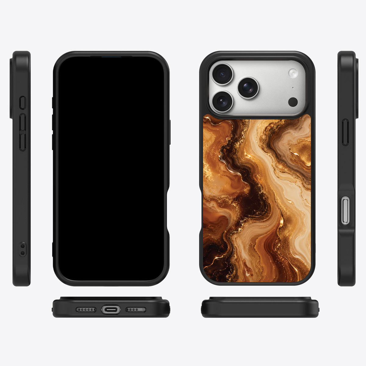 Caramel Swirl iPhone 17 Pro Max case cover – multi-angle view