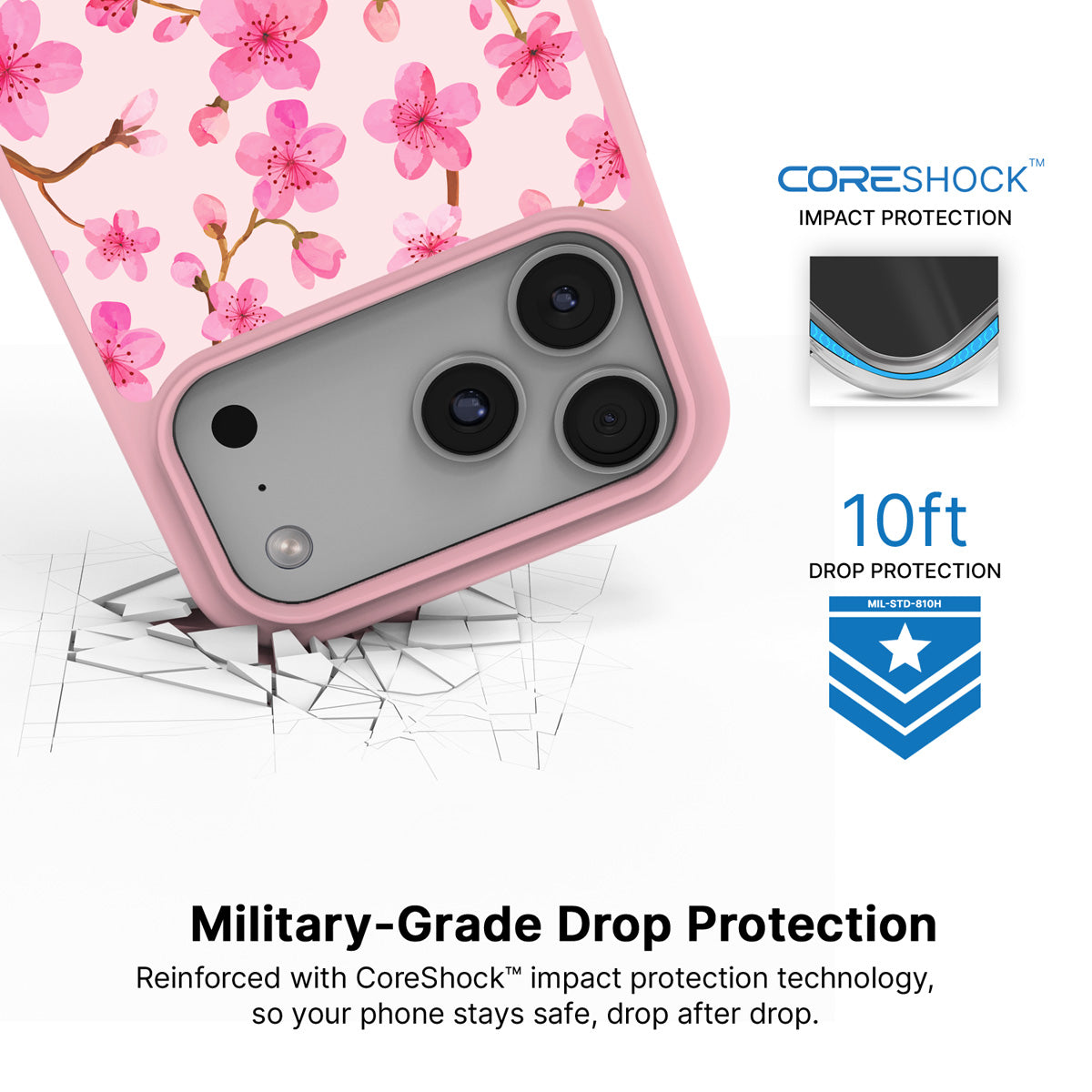 Cherry Blossom iPhone 17 Pro Max case with drop protection