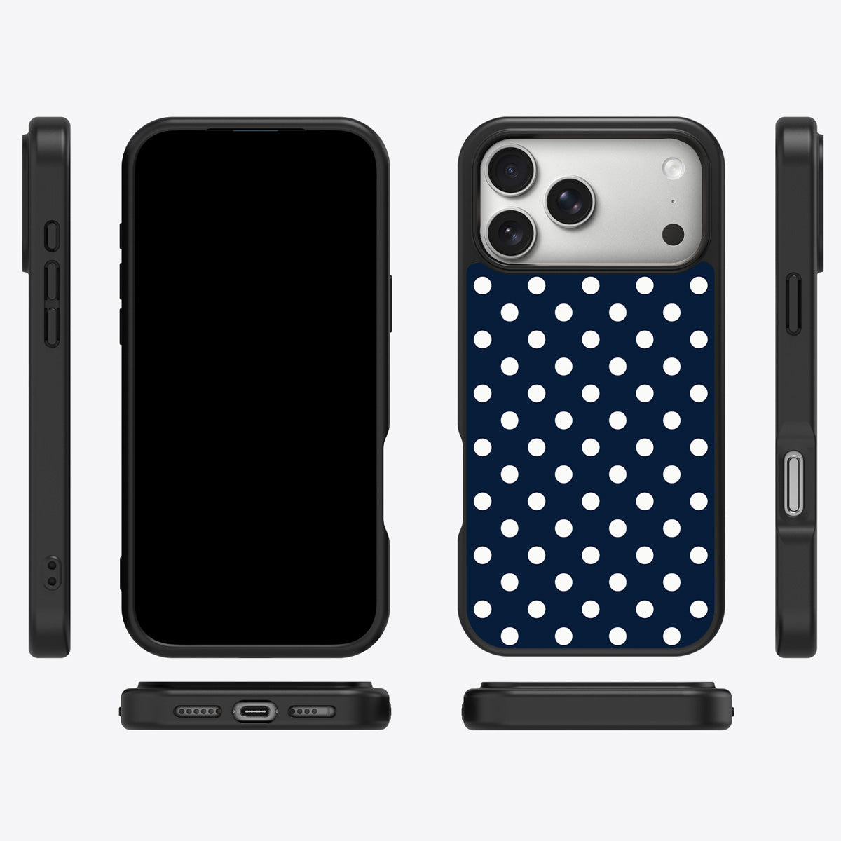 Navy Polka Dot iPhone 17 Pro Max Case – Deep Sea | MagSafe