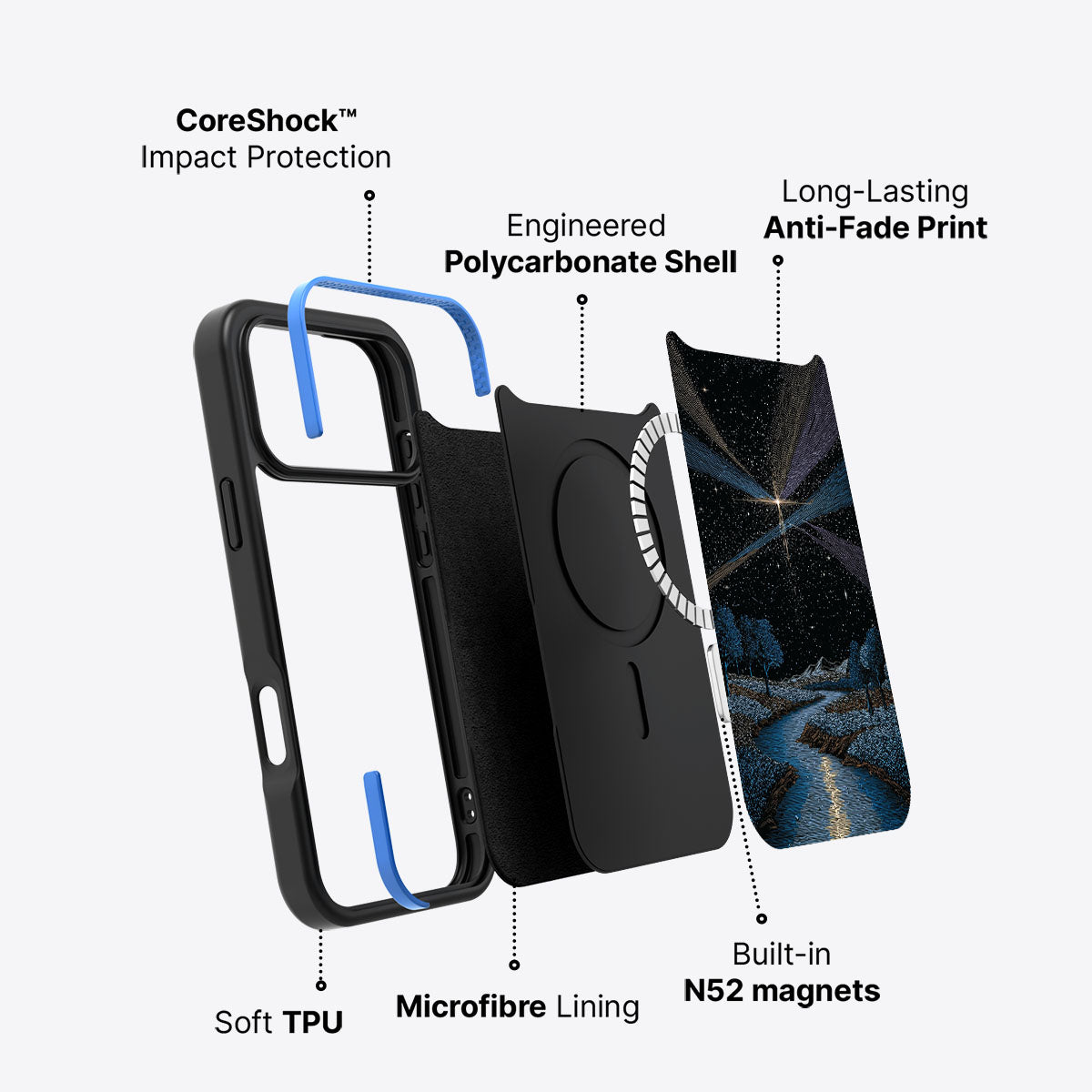 Celestial Designer iPhone 17 Pro Max Case – Falling Star | MagSafe