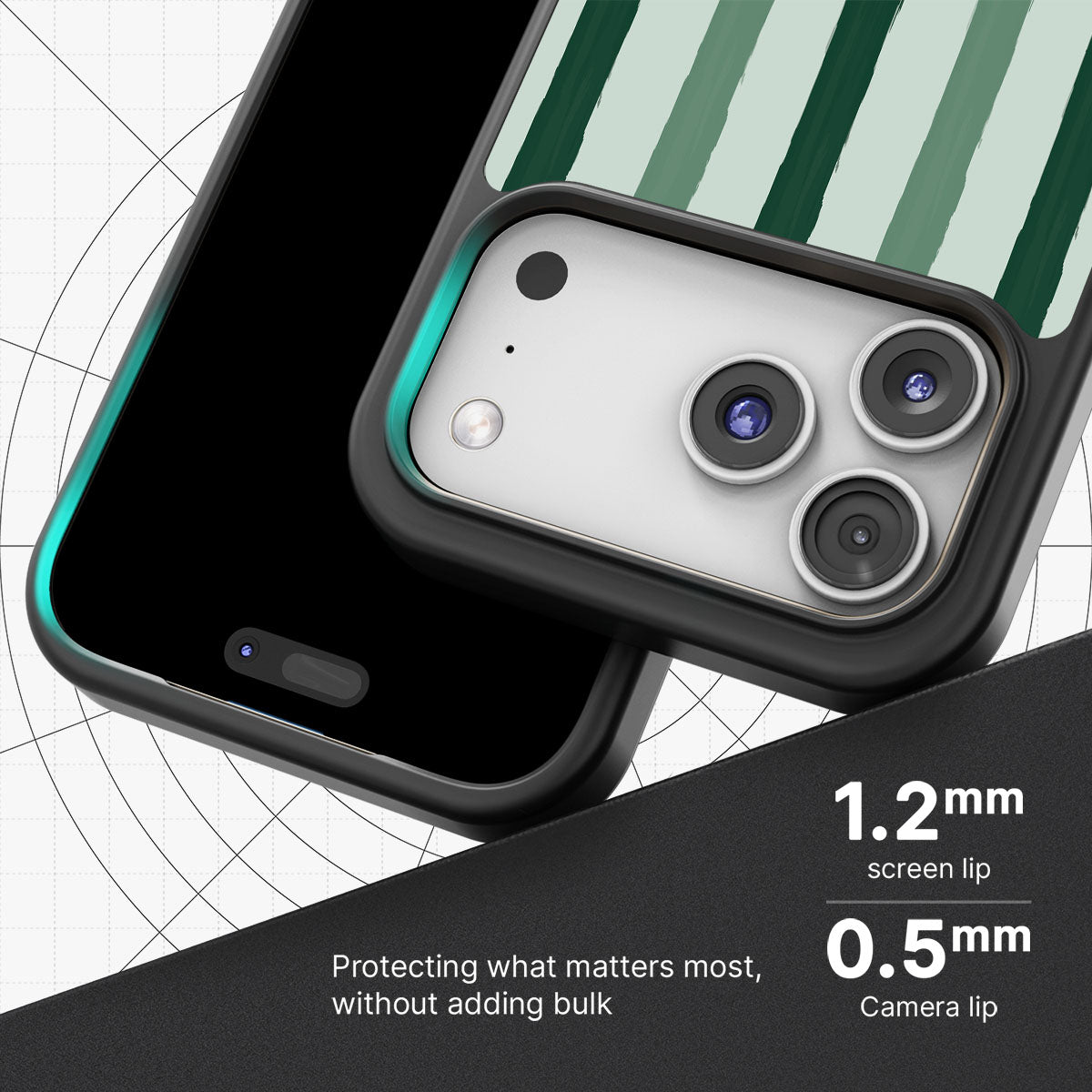 Green Watercolor Stripes - iPhone 17 Pro Max Case #case type_core (magsafe), #case type_core (non magsafe)