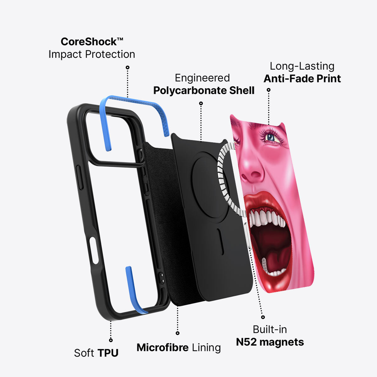 Pink Rage - iPhone 17 Pro Max Case #case type_core (magsafe)