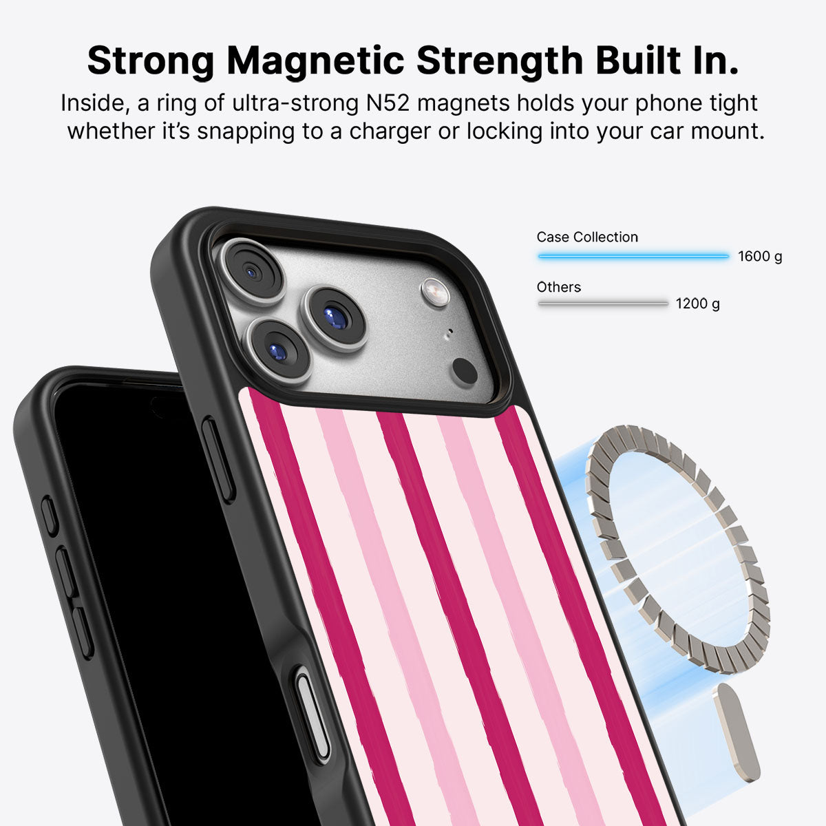 Pink Watercolor Stripes - iPhone 17 Pro Max Case #case type_core (magsafe)