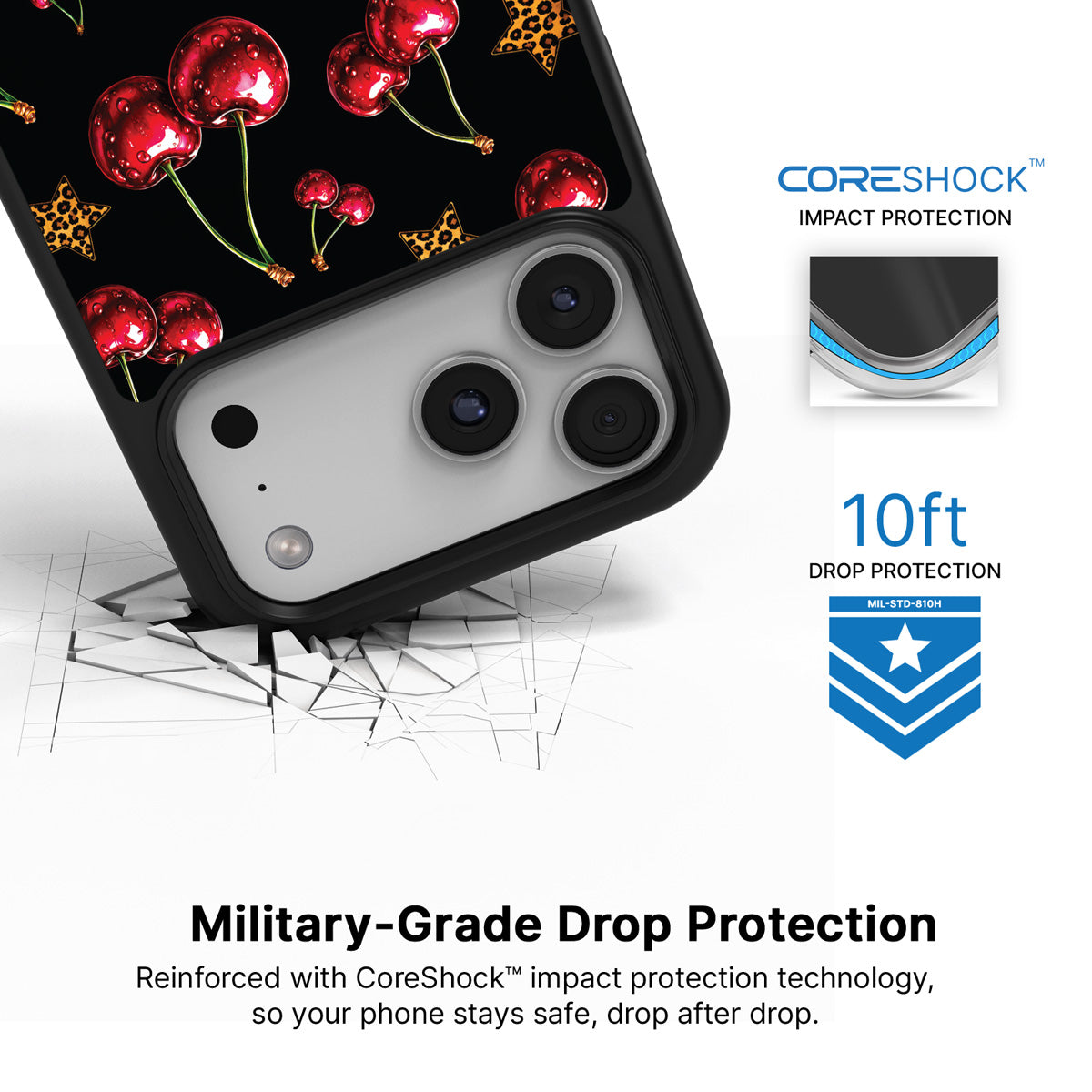 Rebel Cherry iPhone 17 Pro Max case with drop protection