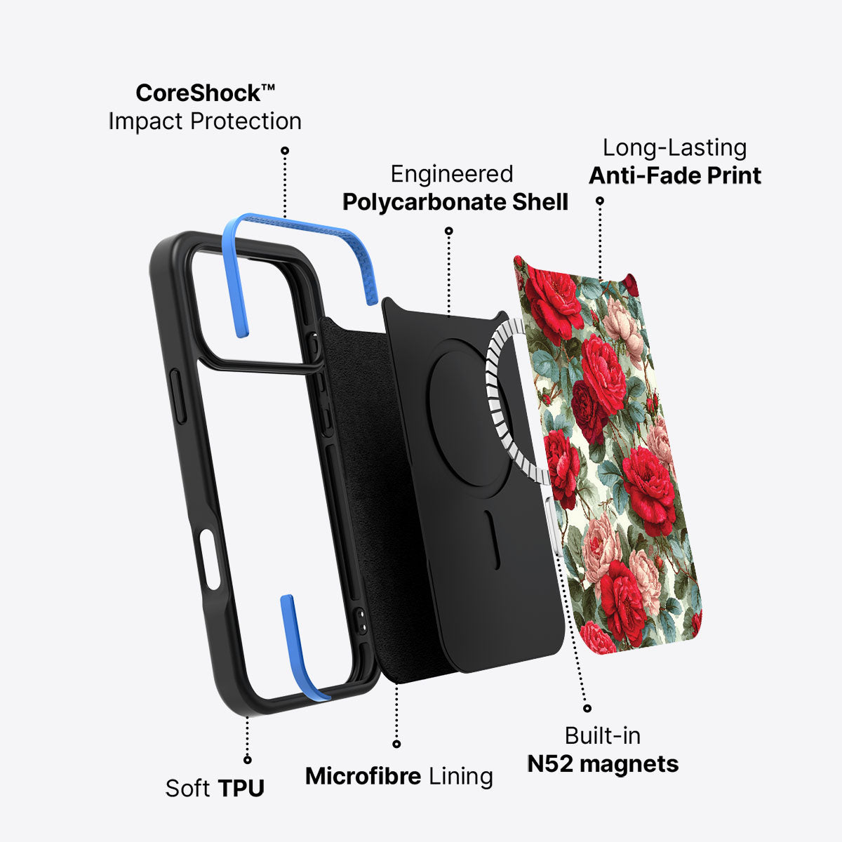 Red Floral Designer MagSafe Case – Ruby Roses | MagSafe — view 3