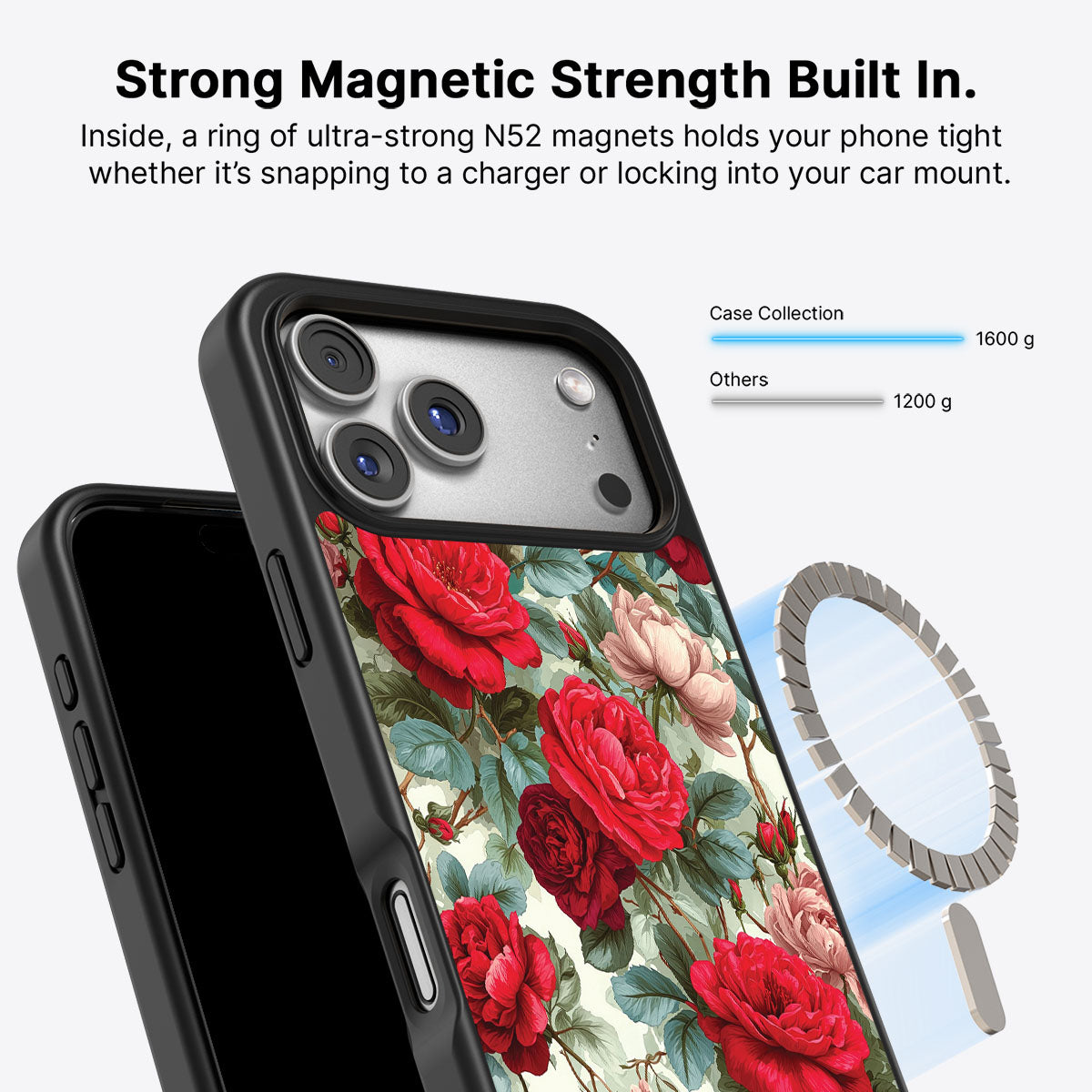 Red Floral Designer MagSafe Case – Ruby Roses | MagSafe — view 4