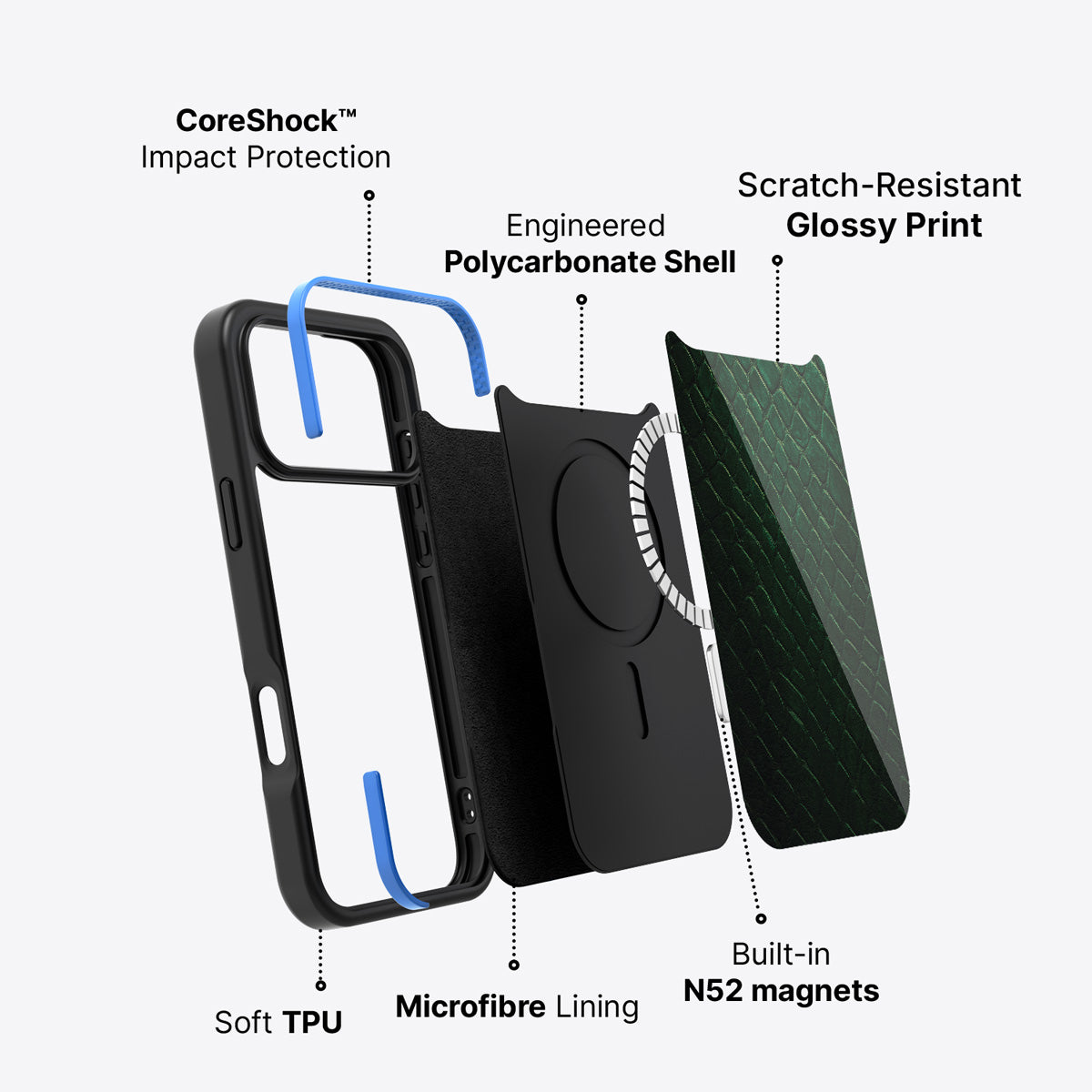 Green Designer iPhone 17 Pro Max Case – Slytherin Senses | MagSafe