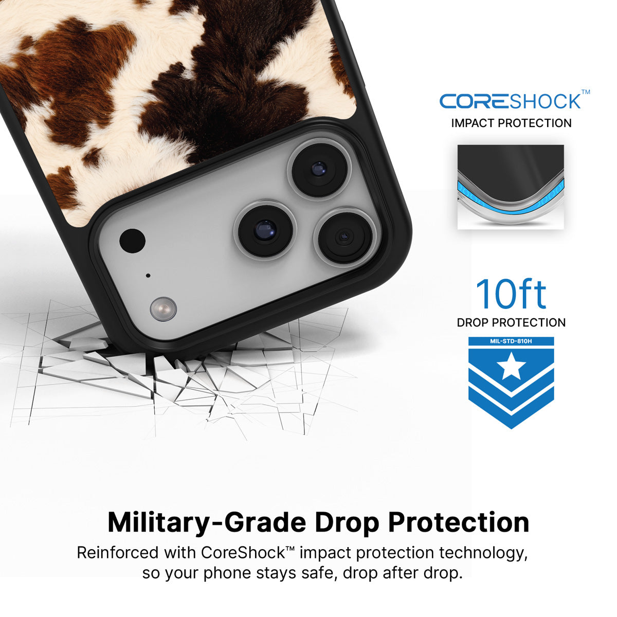 Cowhide Designer iPhone 17 Pro Max Case – Swiss Cow | MagSafe