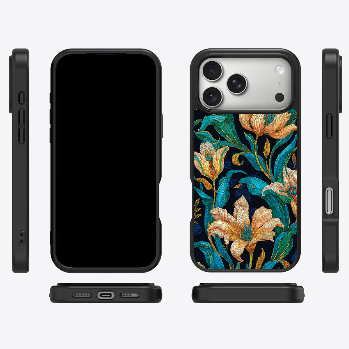 Blue Floral Designer iPhone 18 Pro Max Case – Tulip Play | MagSafe
