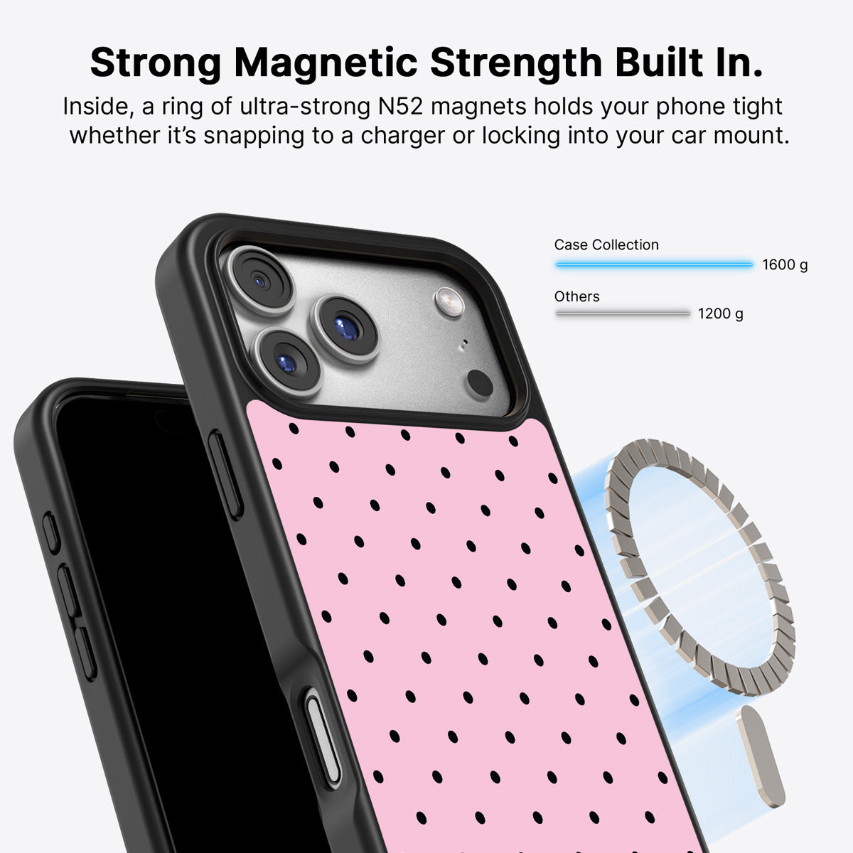 Pink Polka Dot iPhone 17 Pro Max Case – Veloria | MagSafe