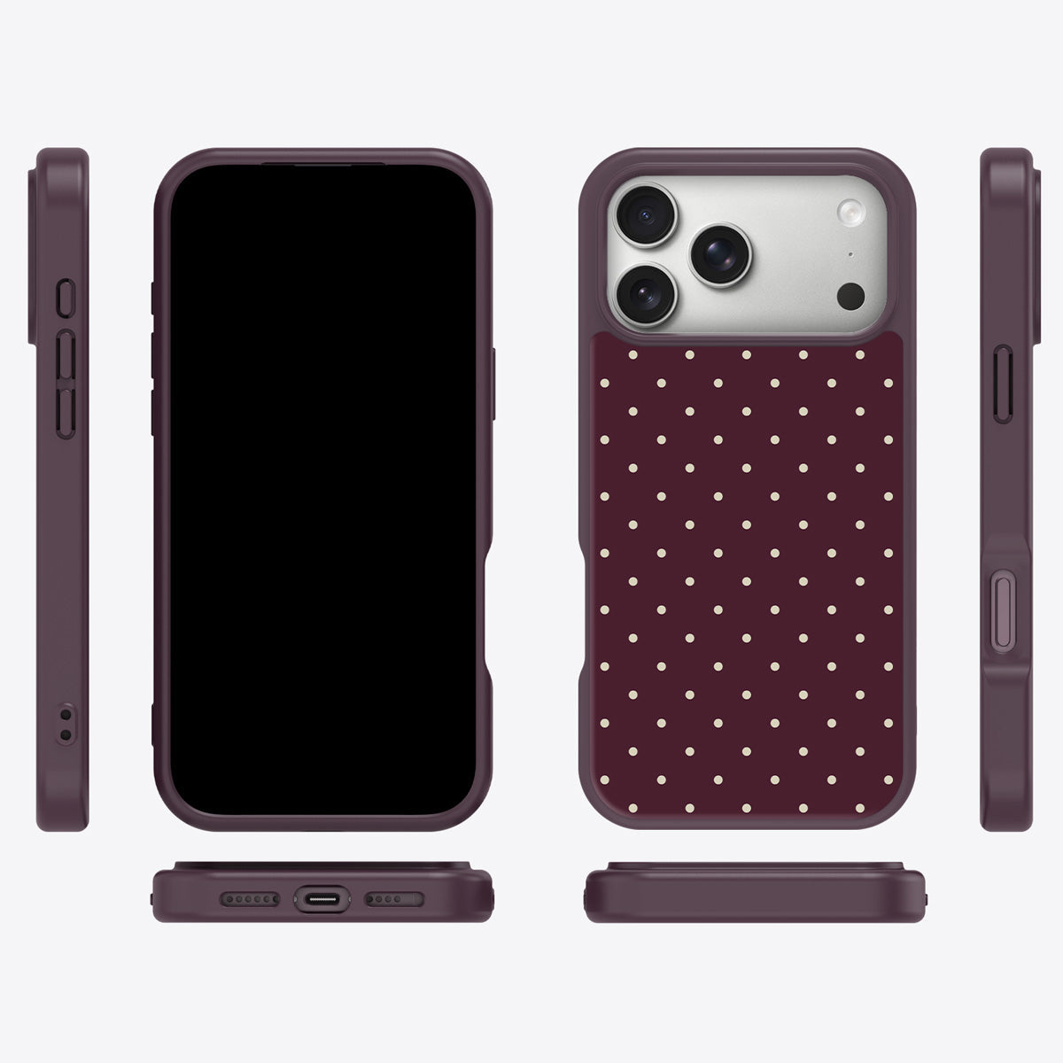 Burgundy Bloom iPhone 18 Pro case cover – multi-angle view
