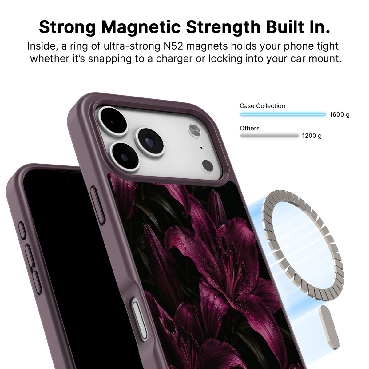 iPhone 18 Pro MagSafe case – Burgundy Lily design