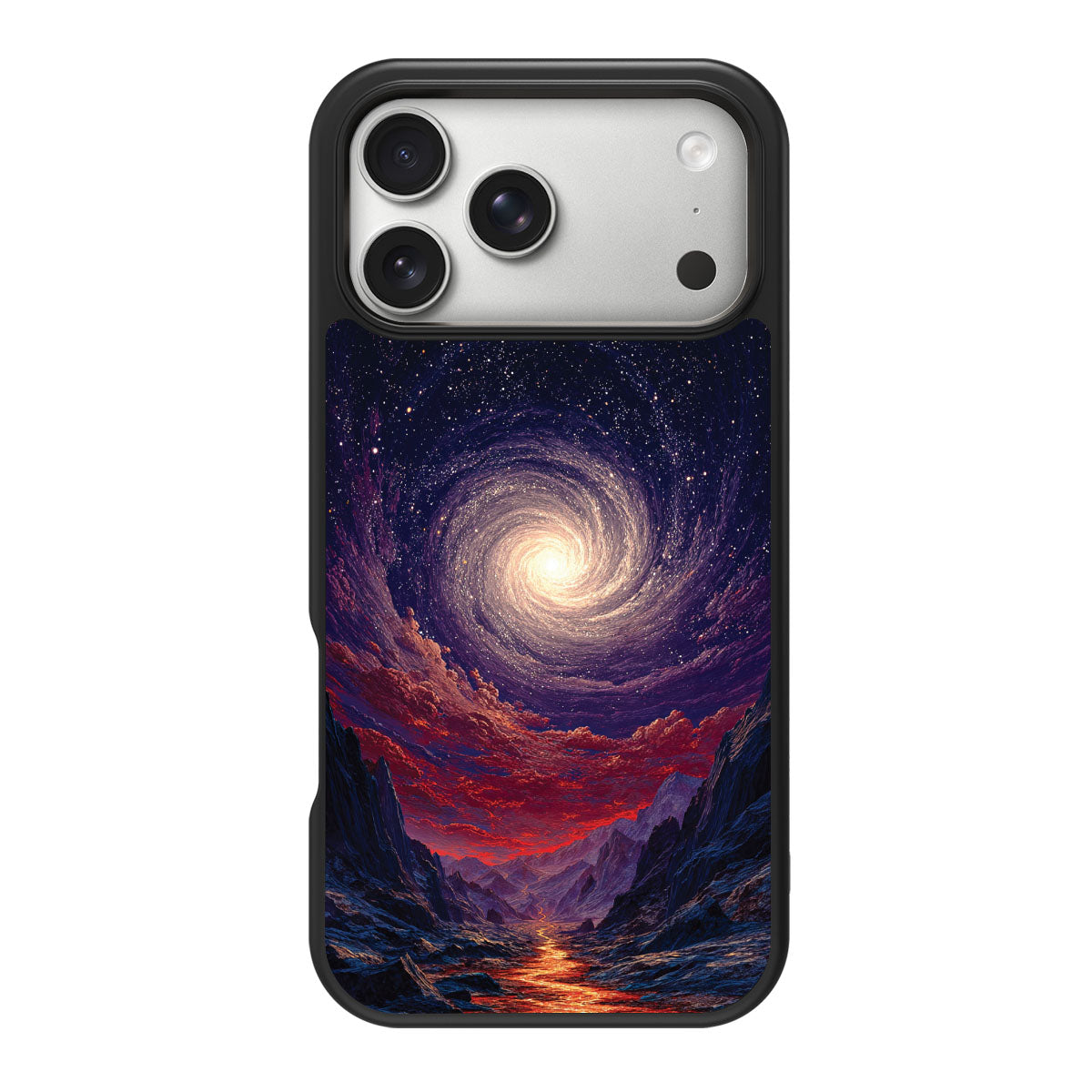 Cosmic Vortex design back view – iPhone 18 Pro case