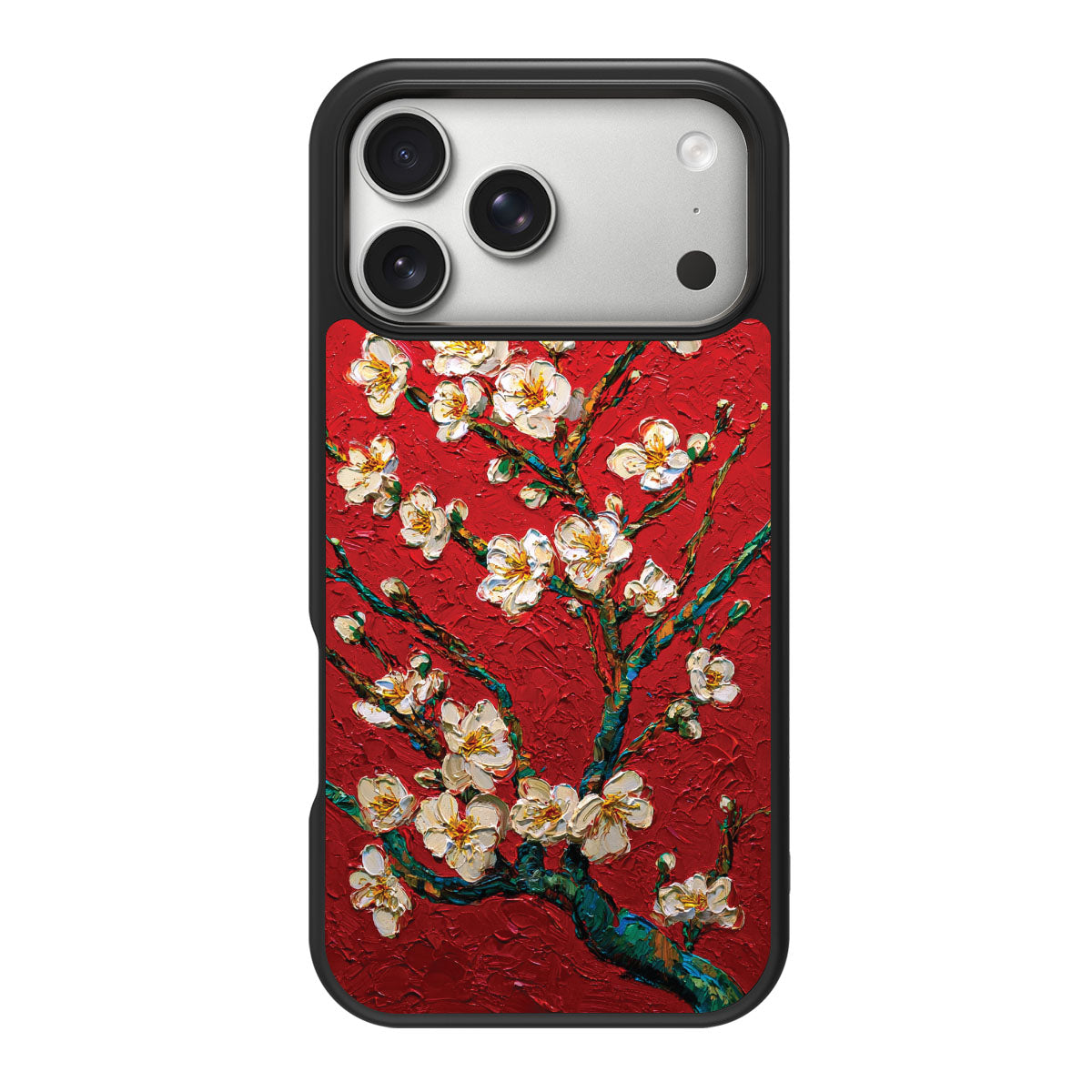 Crimson Blossom design back view – iPhone 18 Pro case