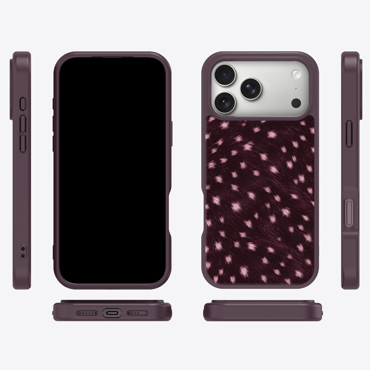 Fawn Spots iPhone 18 Pro case cover – multi-angle view
