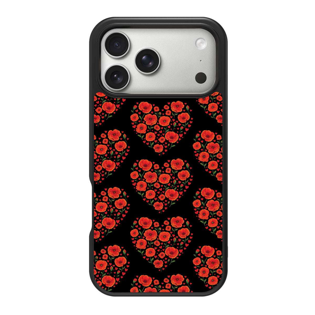 Poppy Heart design back view – iPhone 18 Pro case