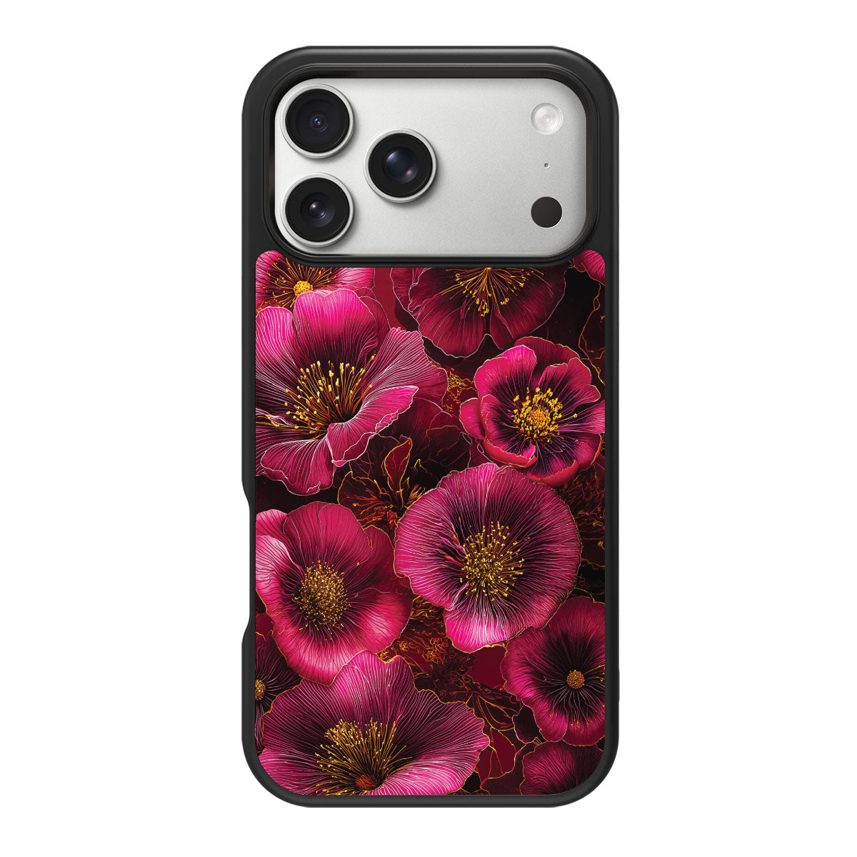 Pink Floral Designer iPhone 18 Pro Case – Ruby Flora | MagSafe