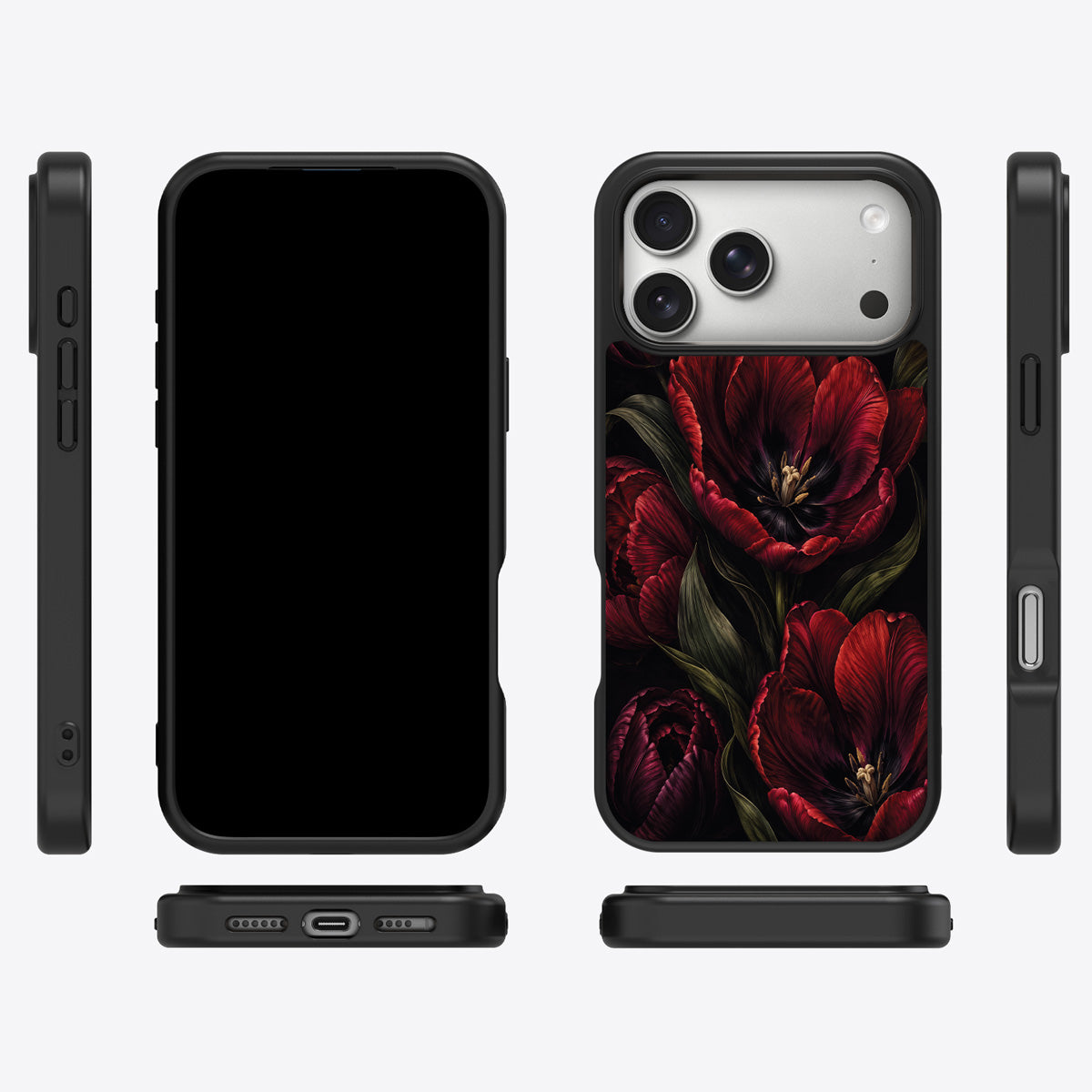 Scarlet Hour iPhone 18 Pro case cover – multi-angle view