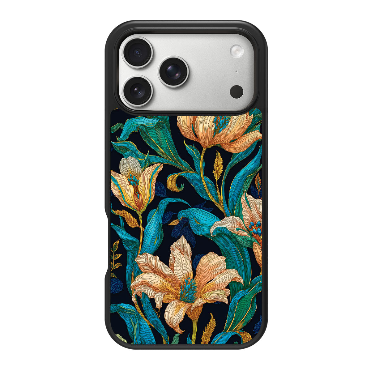 Blue Floral Designer iPhone 18 Pro Case – Tulip Play | MagSafe