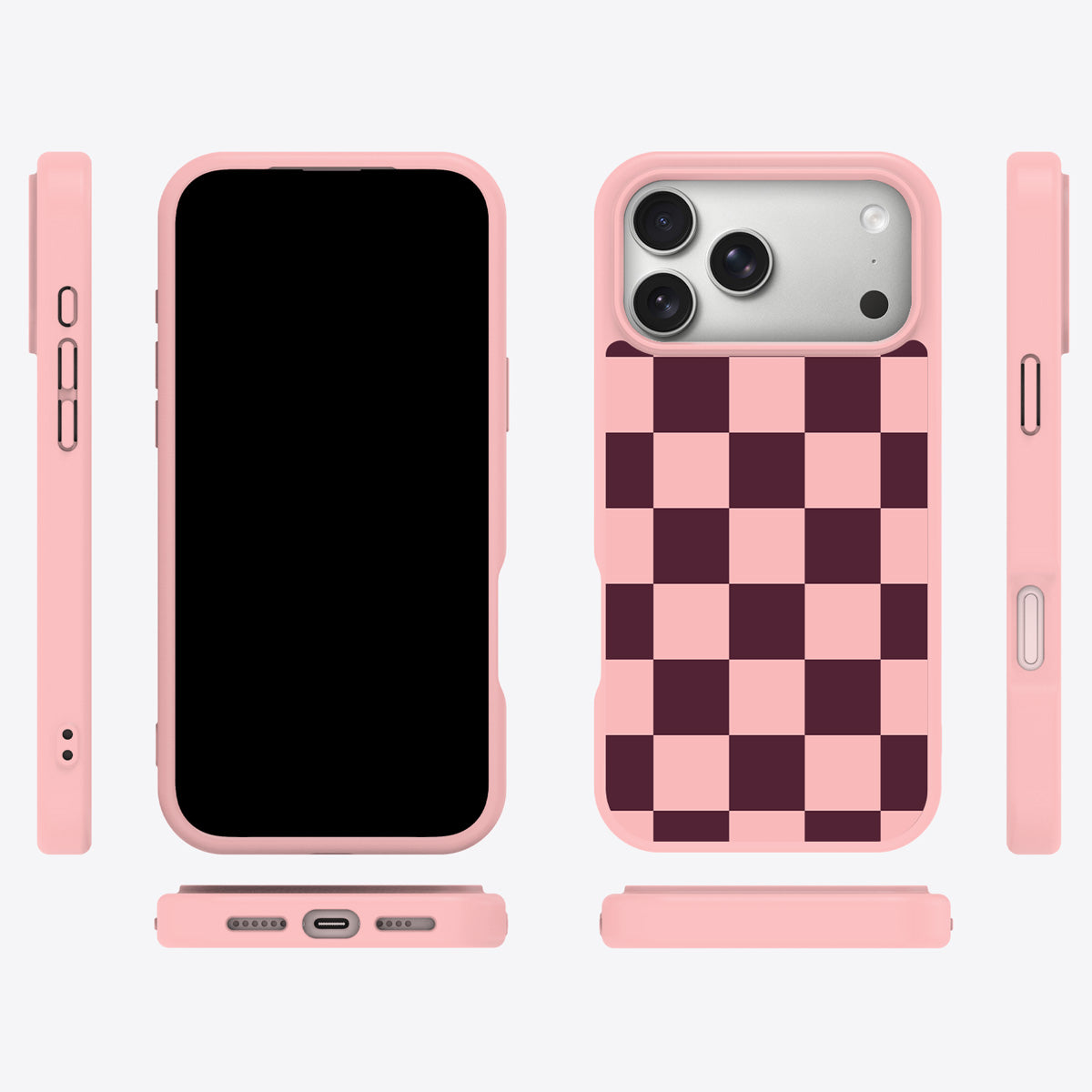 Claret Tile iPhone 18 Pro Max case cover – multi-angle view