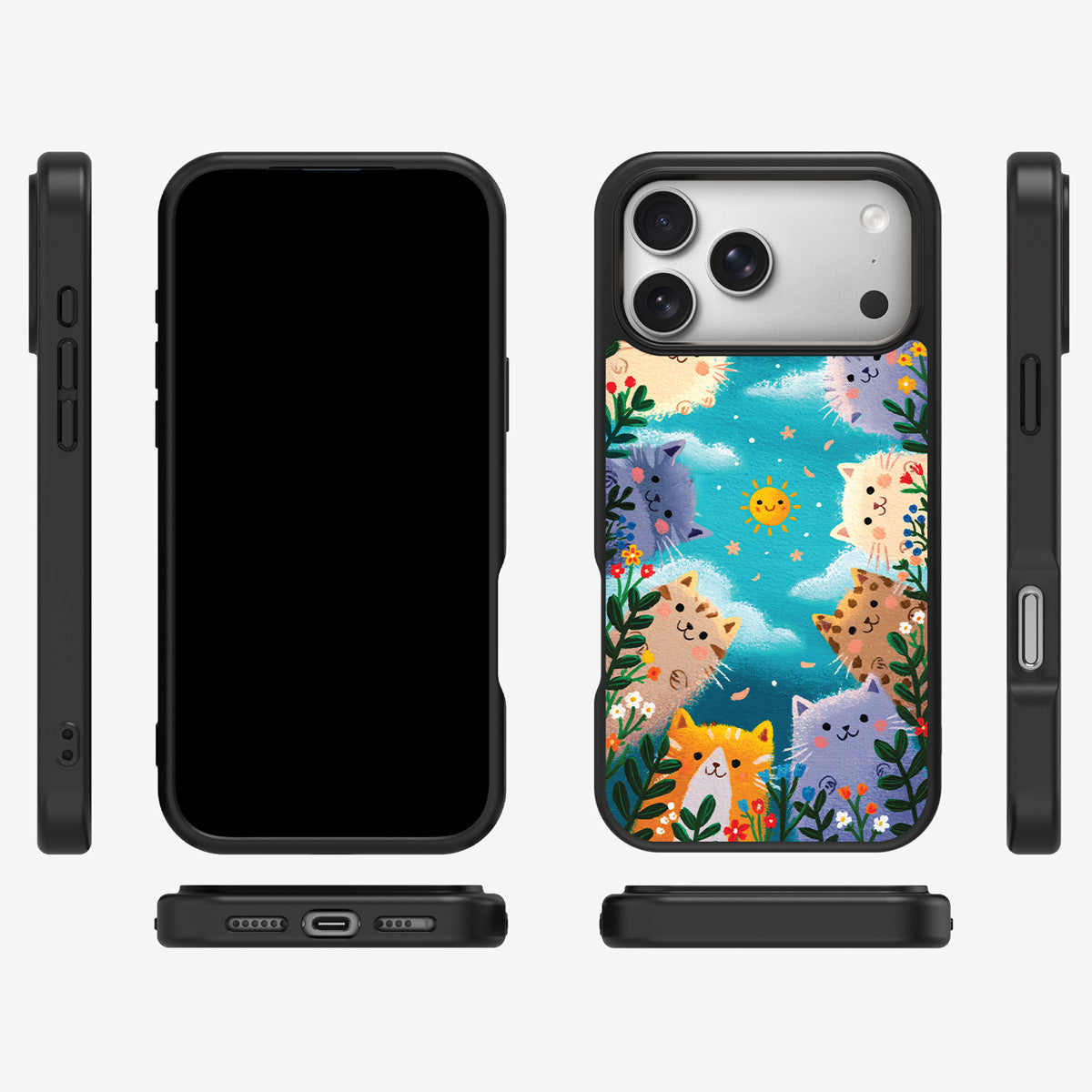 Garden Kittens iPhone 18 Pro Max case cover – multi-angle view