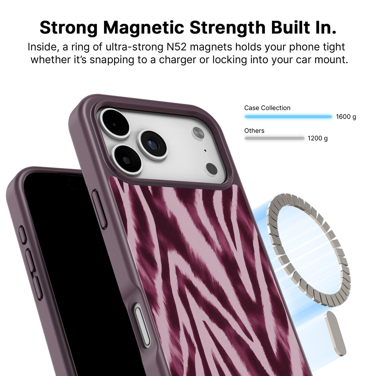 iPhone 18 Pro Max MagSafe case – Sangria Zebra design