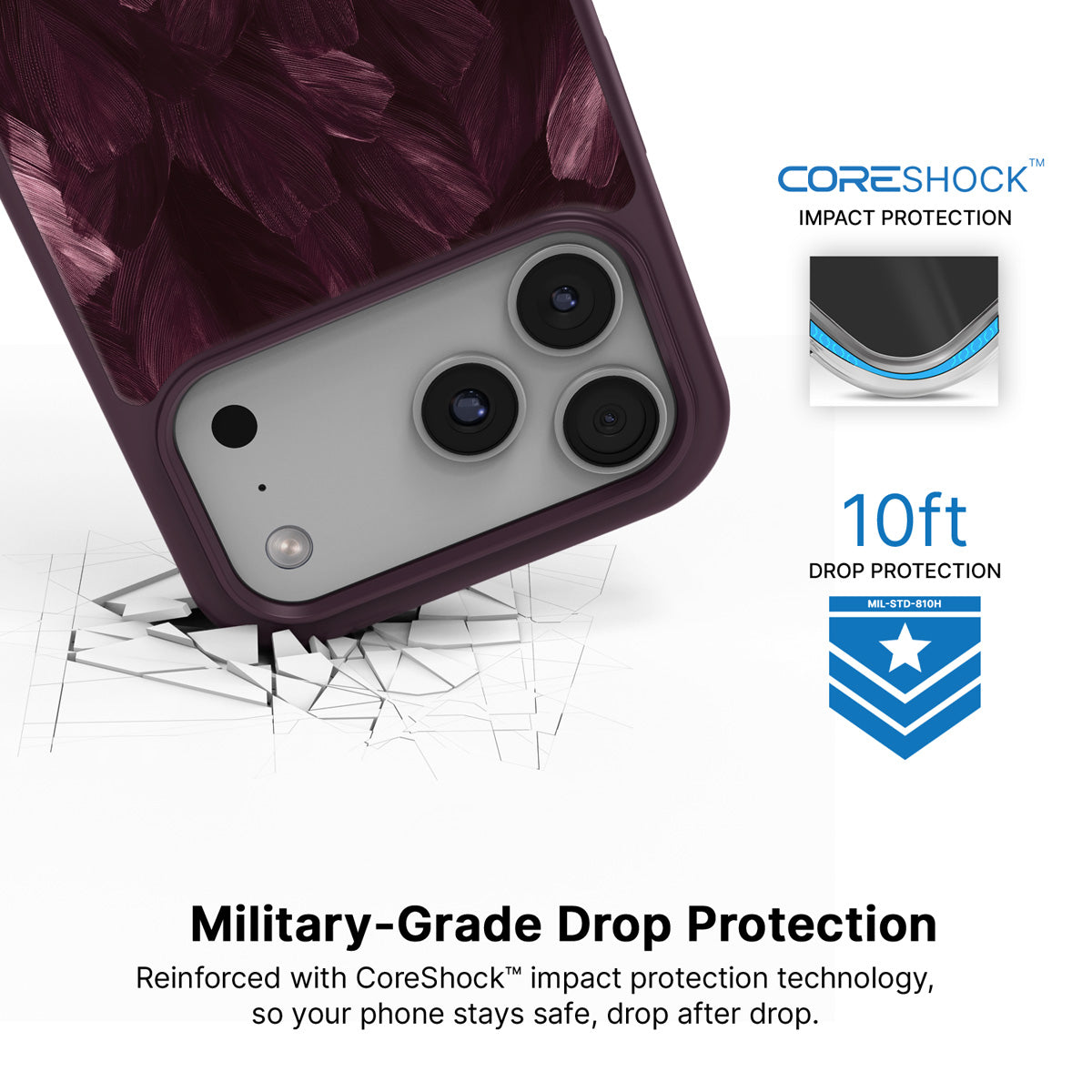 Wine Plumage iPhone 18 Pro Max case with drop protection