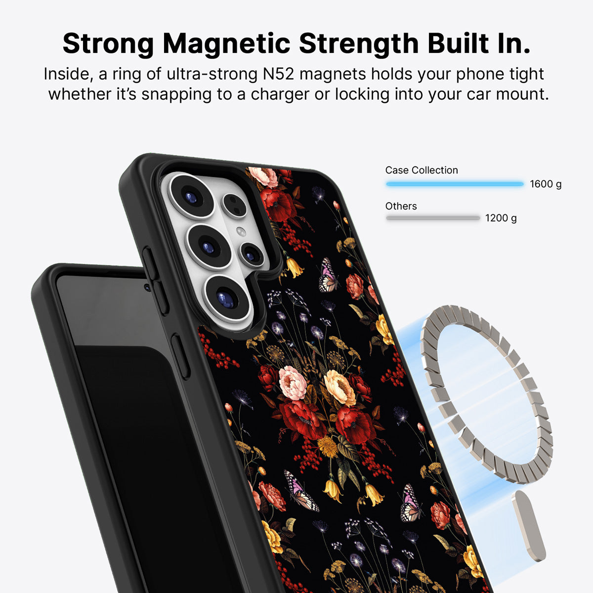 Samsung Galaxy S26 Ultra Qi2 magnetic case with N52 magnets – Kelmscott Bloom design