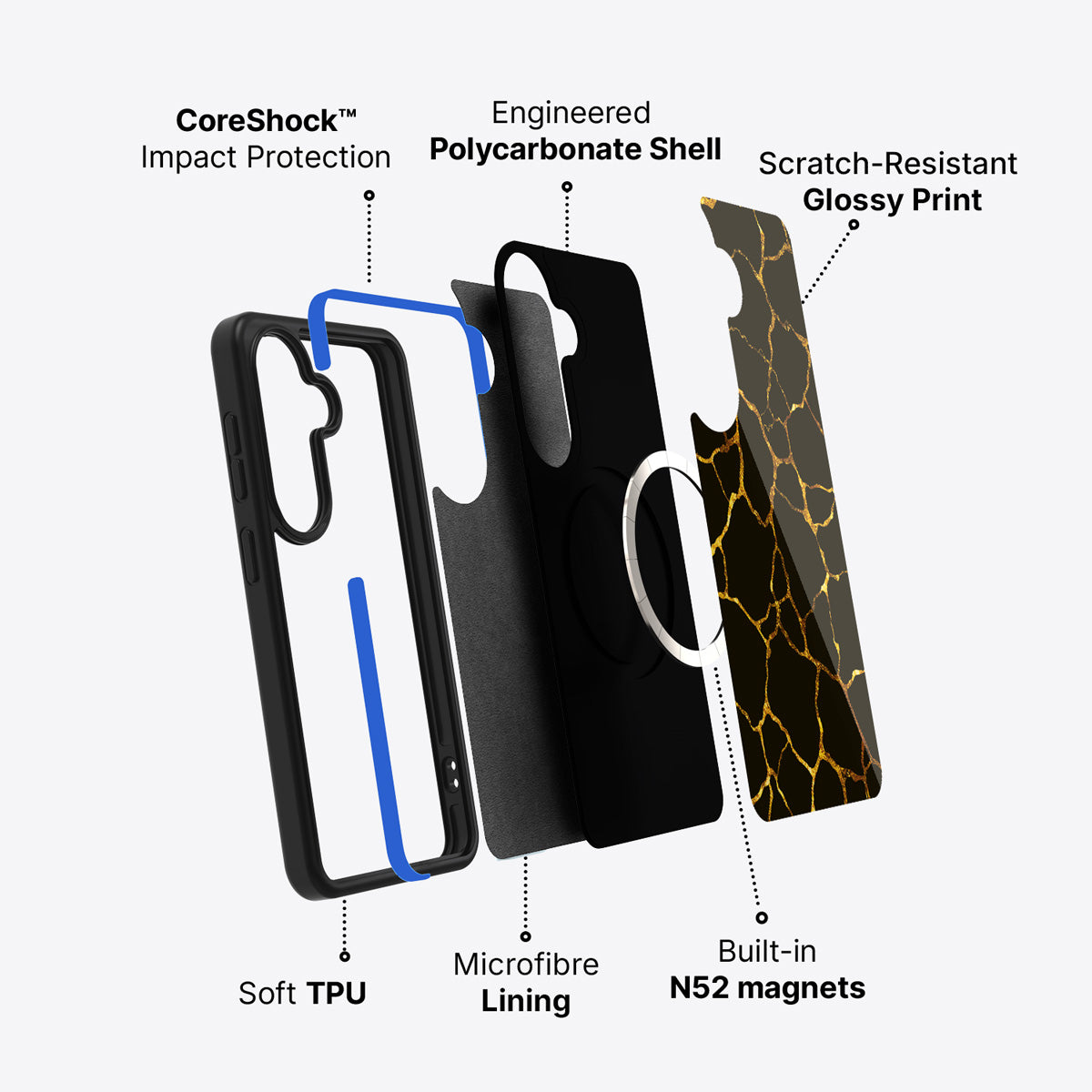 Samsung Galaxy S26 case construction and features – Kintsugi phone case