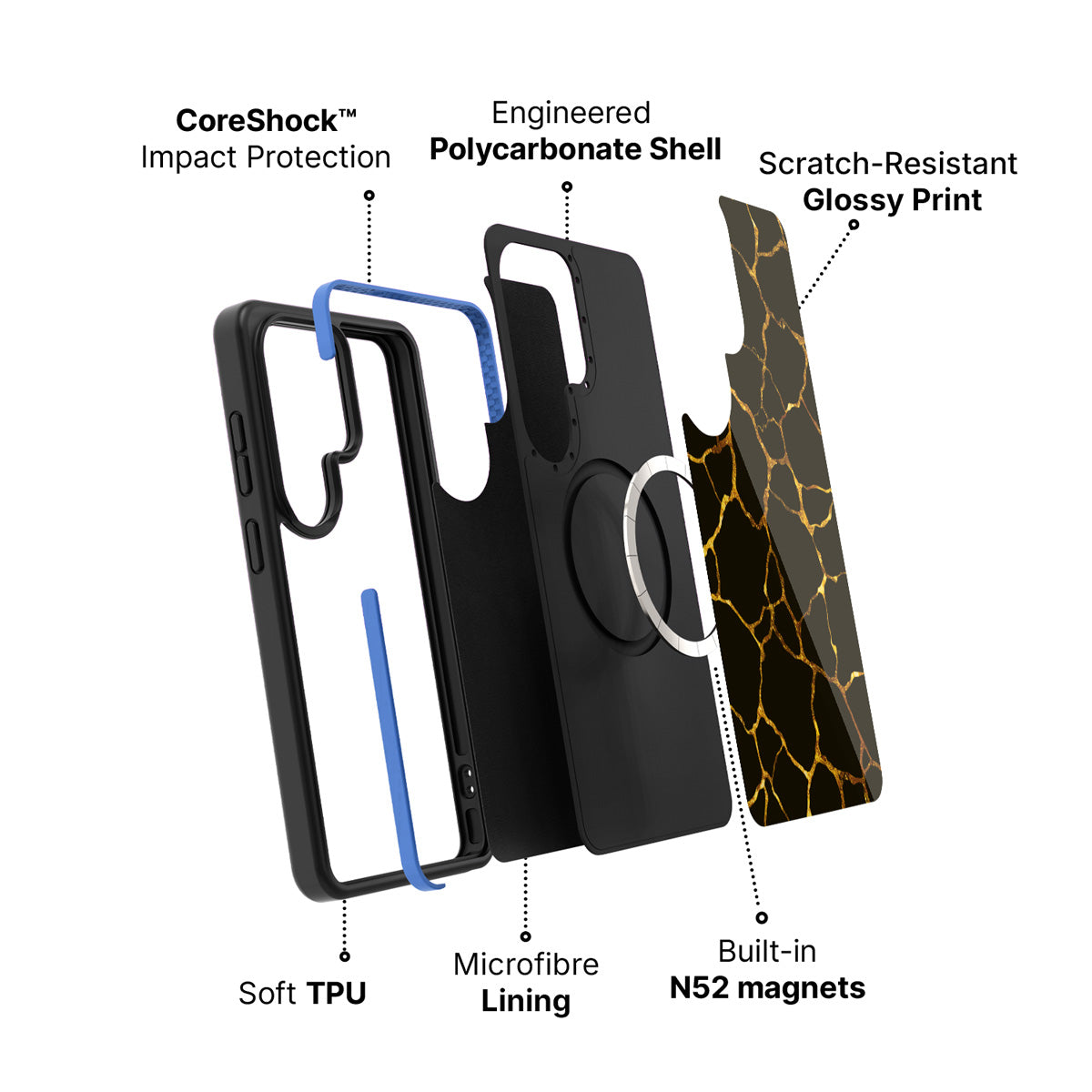 Samsung Galaxy S26 Ultra case construction and features – Kintsugi phone case