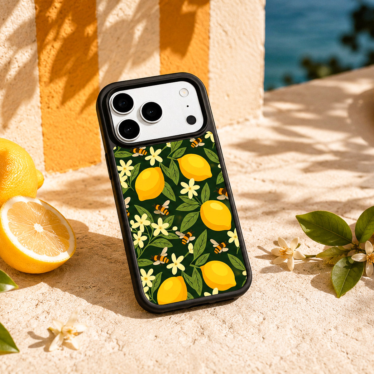 Cute Floral Designer iPhone 17 Pro Max Case – Lemon and Bees | MagSafe — view 2