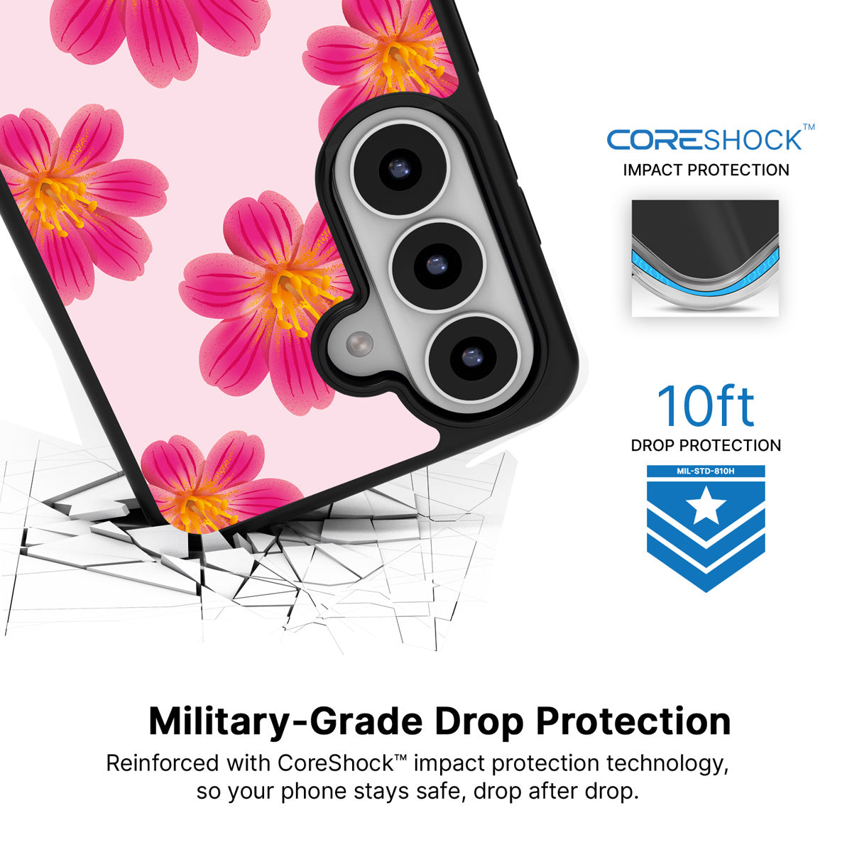 Lewisia Cotyledon Samsung Galaxy S26 Plus case with 10ft military-grade drop protection