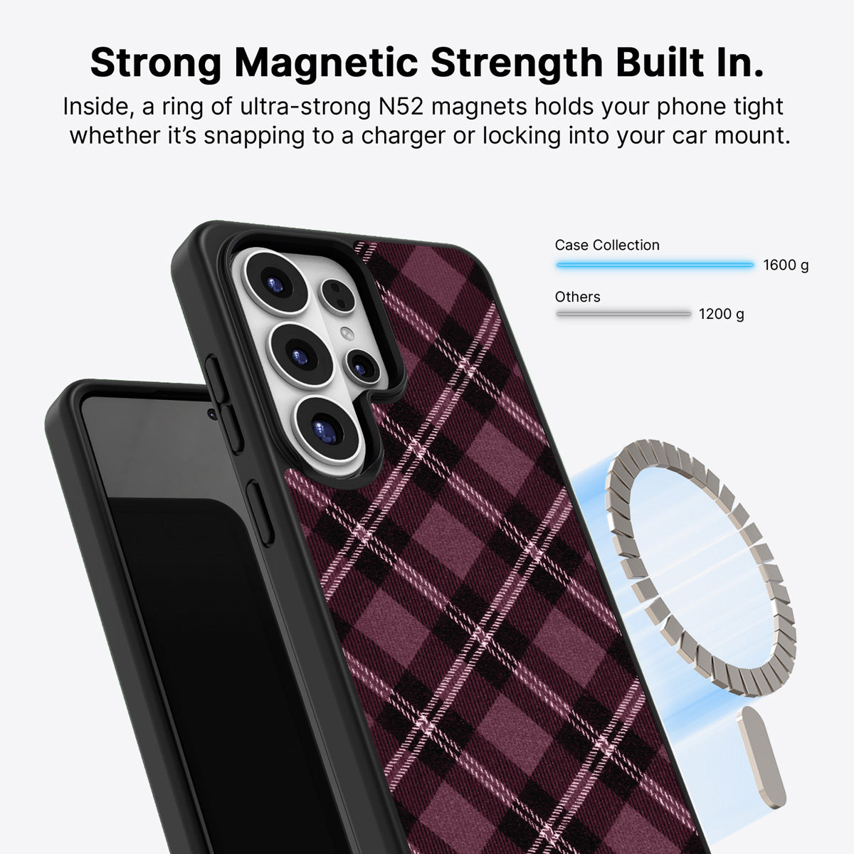 Samsung Galaxy S26 Ultra Qi2 magnetic case with N52 magnets – Merlot Weave design