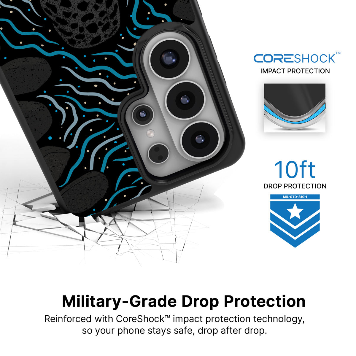 Midnight Panther Samsung Galaxy S26 Ultra case with 10ft military-grade drop protection