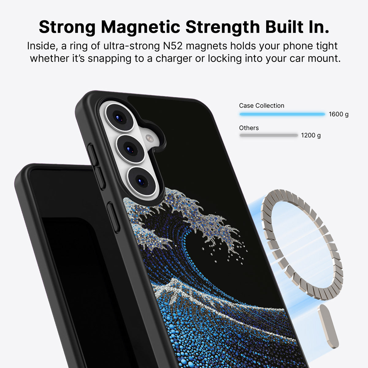 Samsung Galaxy S26 Qi2 magnetic case with N52 magnets – Midnight Tide design