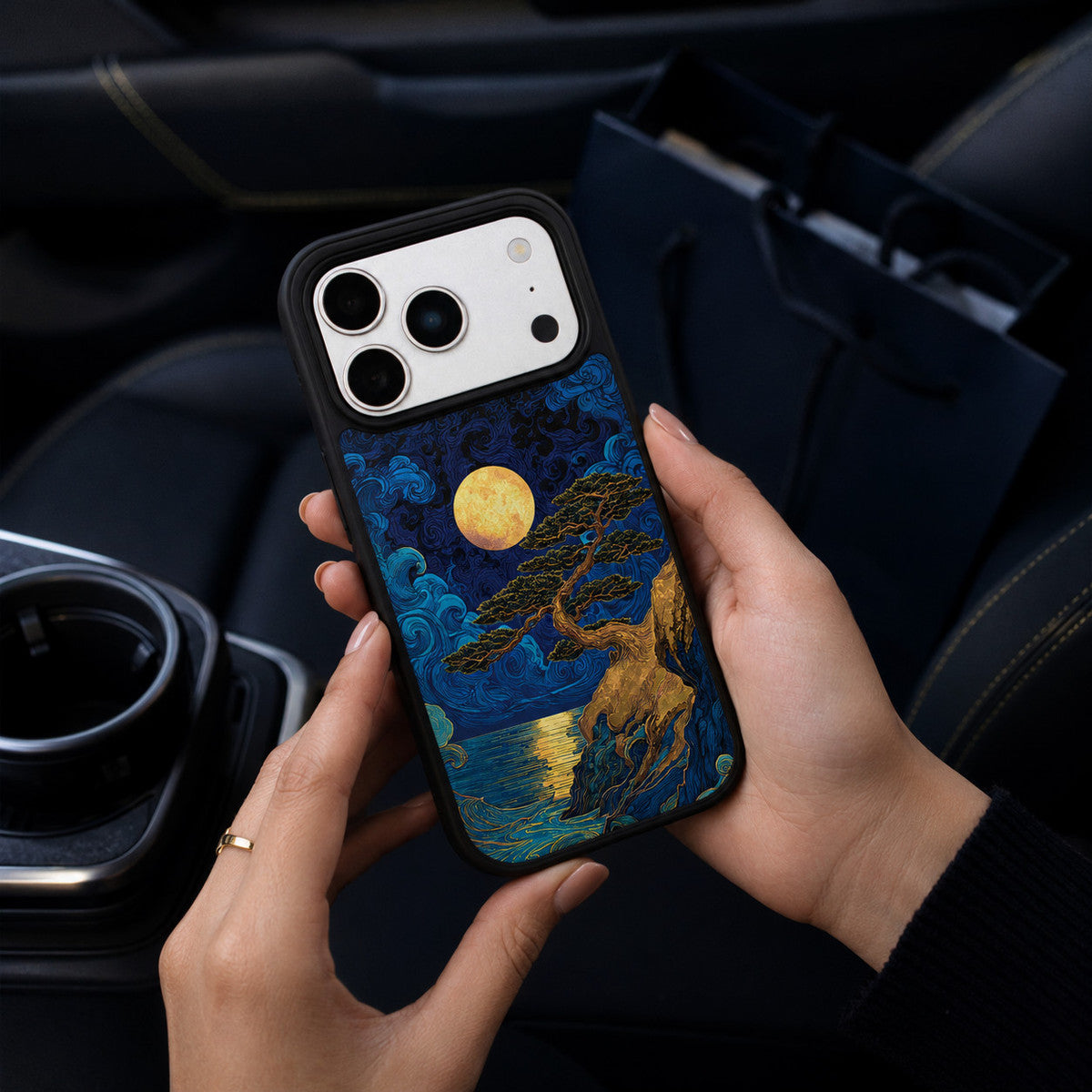 Dark Blue Designer iPhone 17 Pro Max Case – Moonlit Tide | MagSafe