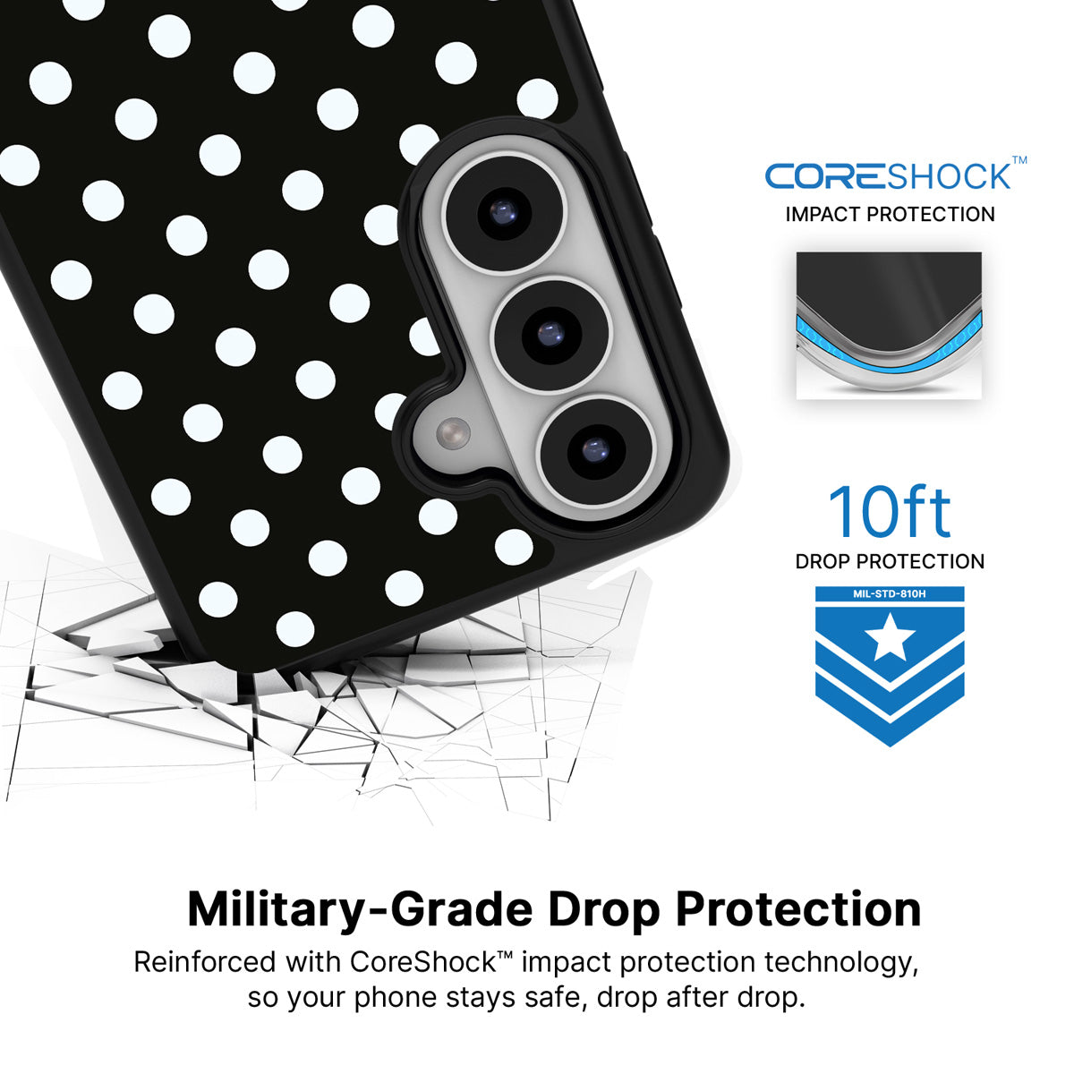 Noir Elite Samsung Galaxy S26 case with 10ft military-grade drop protection
