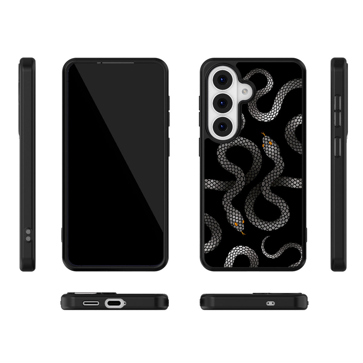Noir Serpent Samsung Galaxy S26 case – multi-angle view
