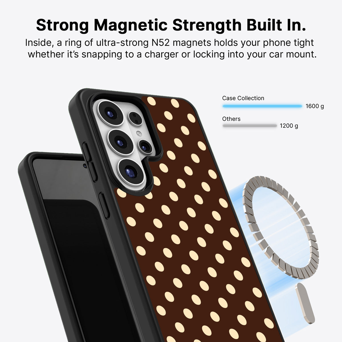 Samsung Galaxy S26 Ultra Qi2 magnetic case with N52 magnets – Nutty Choco design