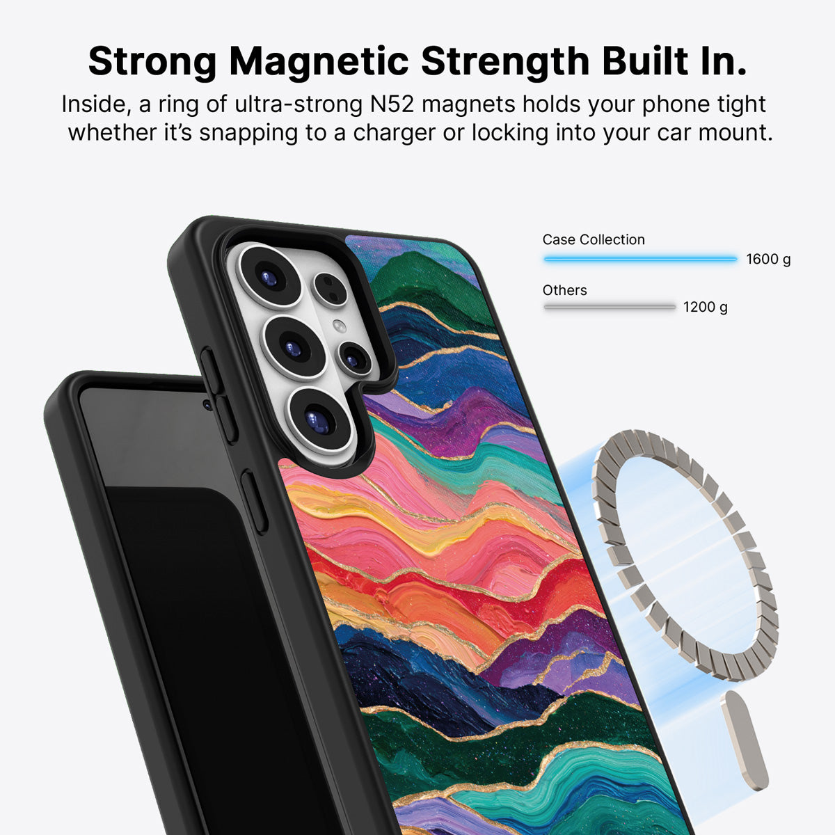 Samsung Galaxy S26 Ultra Qi2 magnetic case with N52 magnets – Painted Peaks design
