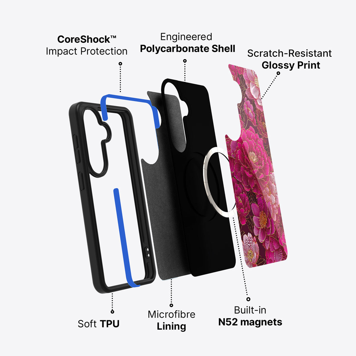 Samsung Galaxy S26 case construction and features – Pink Reverie phone case