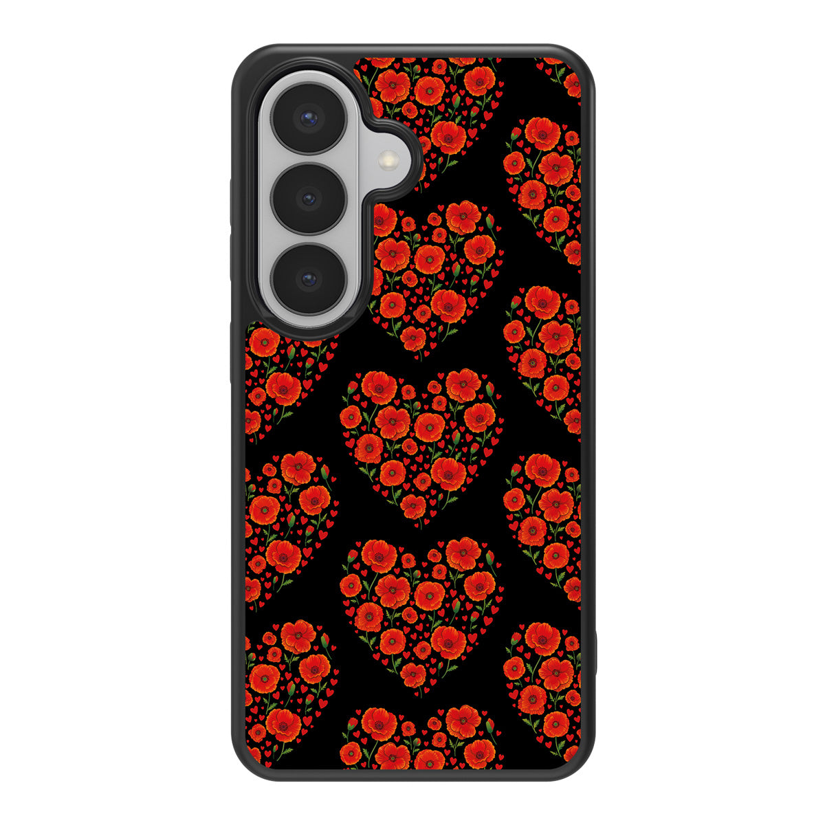 Poppy Heart design back view – Samsung Galaxy S26 case