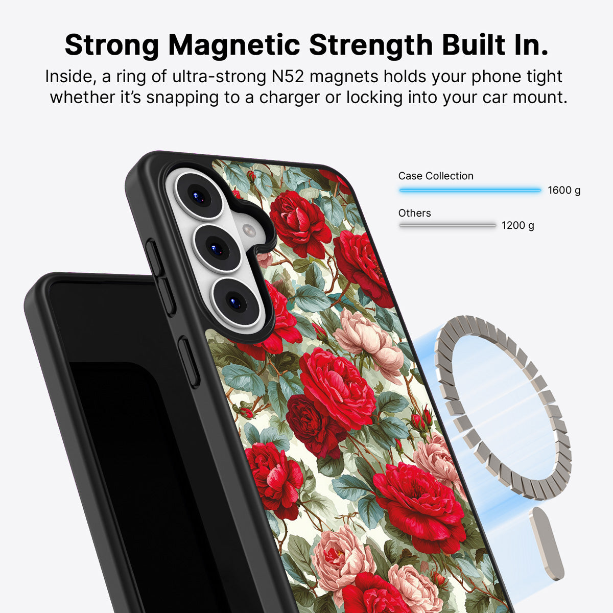 Samsung Galaxy S26 Plus Qi2 magnetic case with N52 magnets – Ruby Roses design