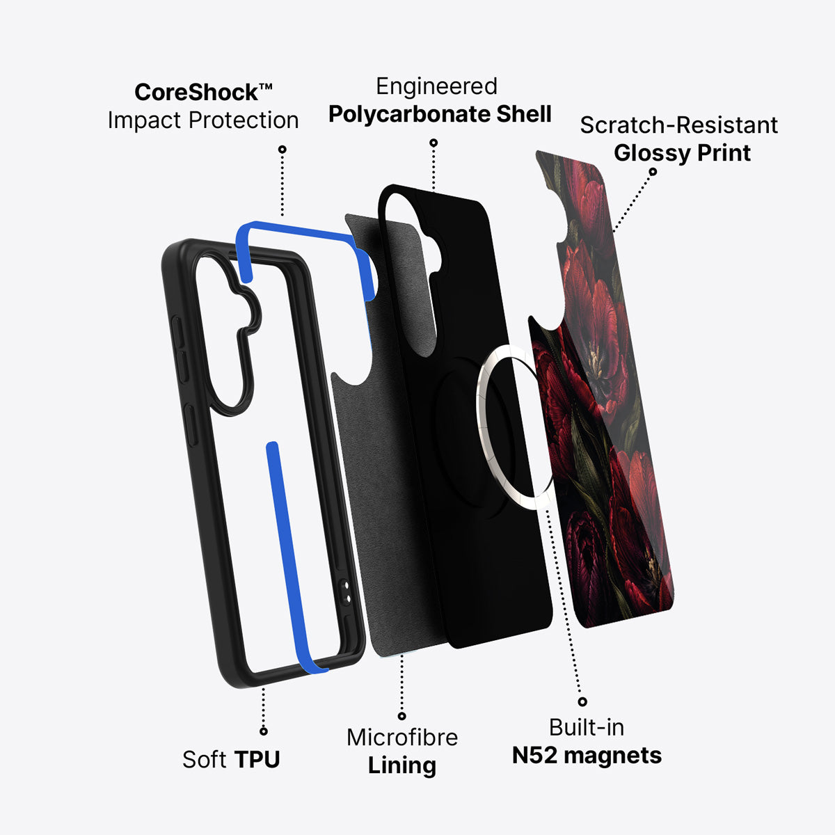 Samsung Galaxy S26 case construction and features – Scarlet Hour phone case